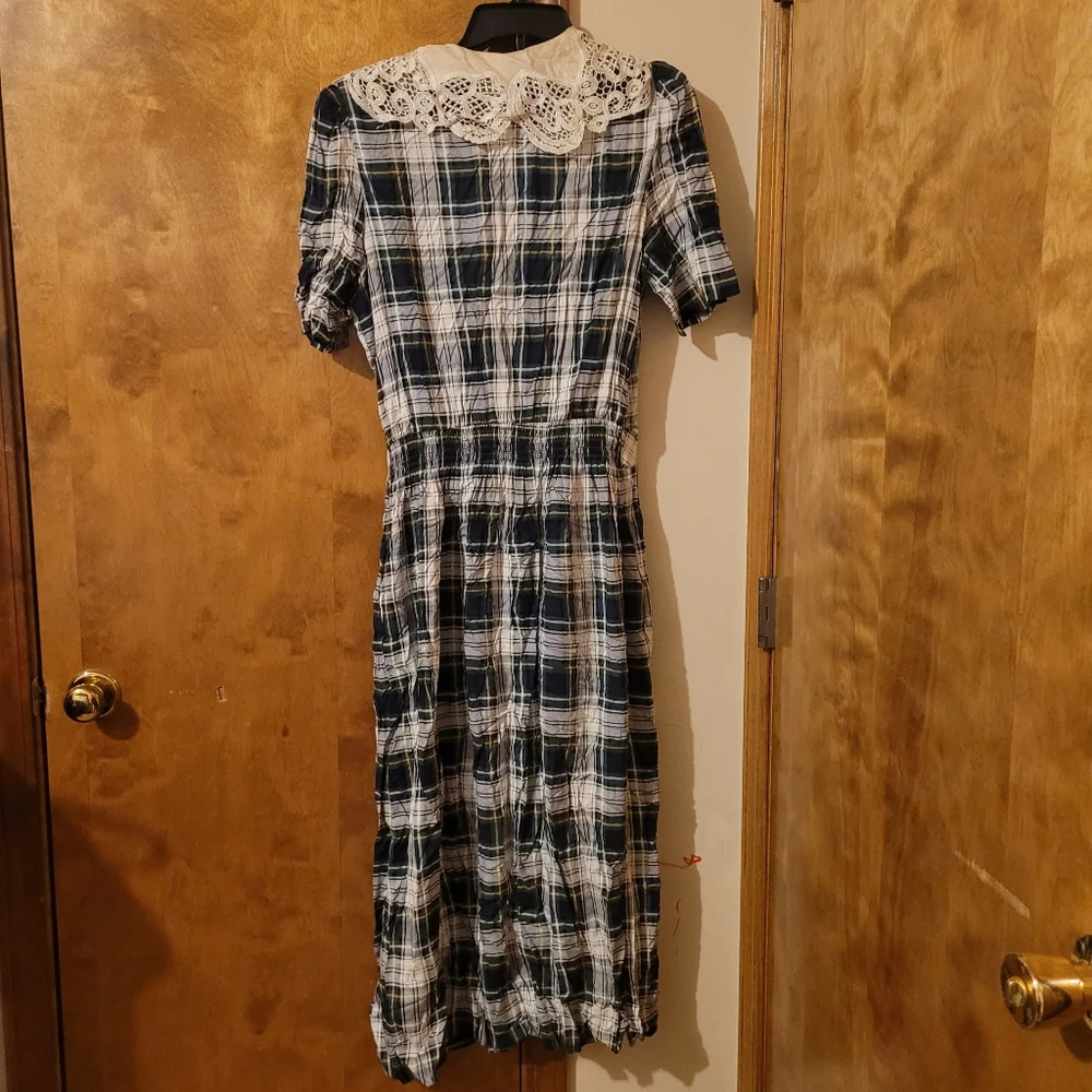 Vintage L.G. Star Womens  Plaid Dress Size 14 BlueWhite NEW - Picture 6 of 11